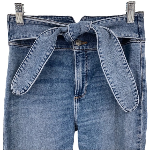 Abercrombie & Fitch Ultra High Rise Super Skinny Ankle Jeans Tie Front Raw Hems - Picture 2 of 8